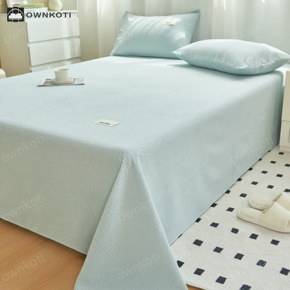 Solid Color Waffle Texture Cotton Coverlet