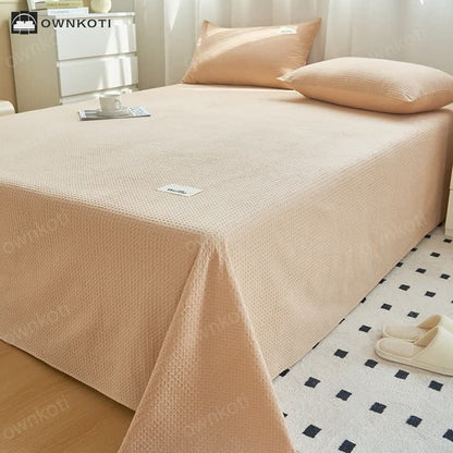 Solid Color Waffle Texture Cotton Coverlet