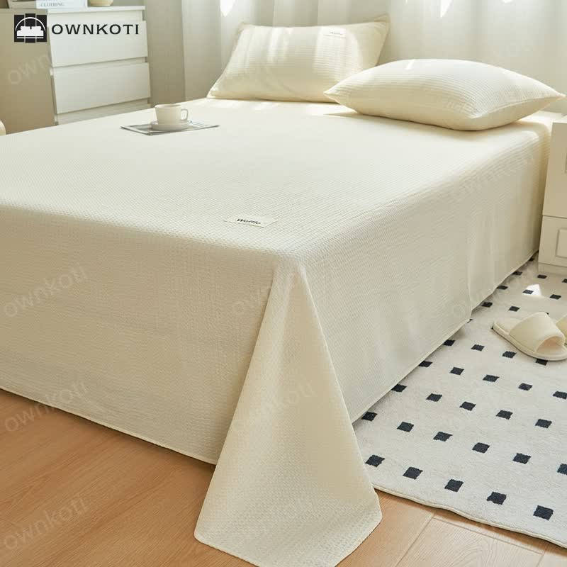 Solid Color Waffle Texture Cotton Coverlet