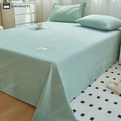 Solid Color Waffle Texture Cotton Coverlet