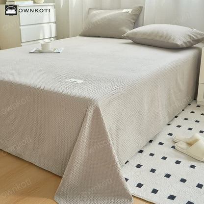 Solid Color Waffle Texture Cotton Coverlet