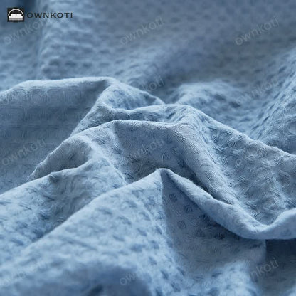 Solid Color Waffle Texture Cotton Coverlet