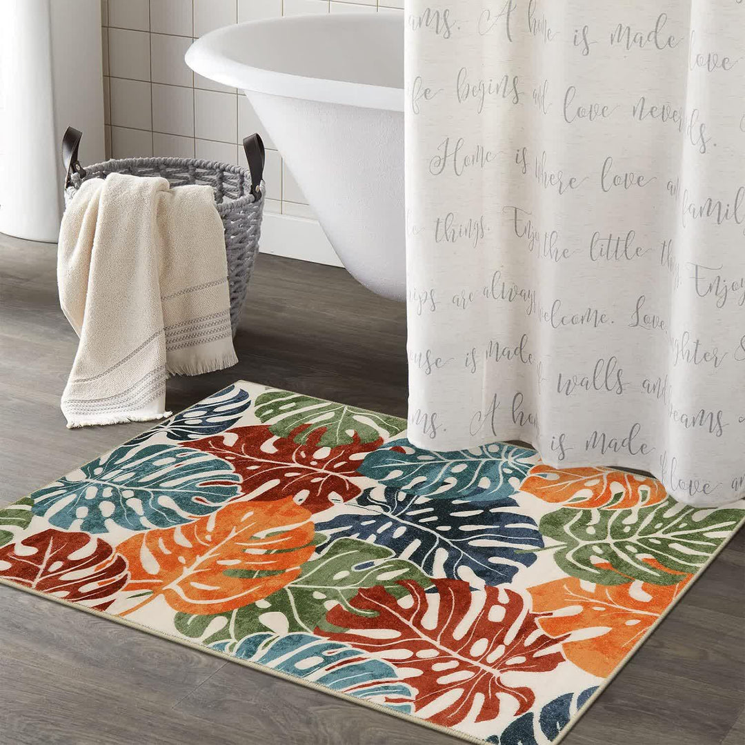 Tropical Color Leaves Flowers Rug