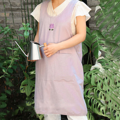 Thin Breathable Cotton Embroidered Flower Apron