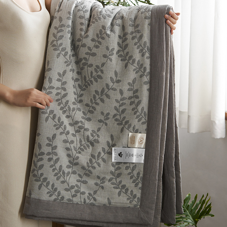 Jacquard Leaf Three Layer Cotton Gauze Bedding