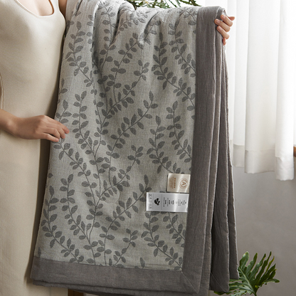 Jacquard Leaf Three Layer Cotton Gauze Bedding