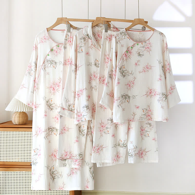 Elegant Cherry Blossom Branch Leaf Loungewear