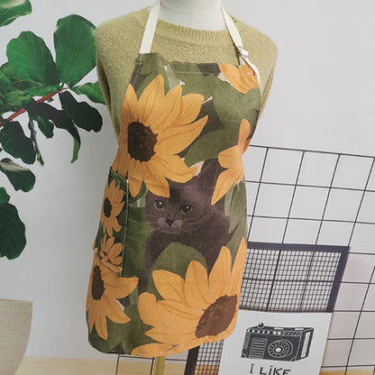 Vintage Cotton Linen Daisy Animal Apron
