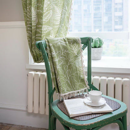 Rustic Green Leaf Semi-Blackout Curtain