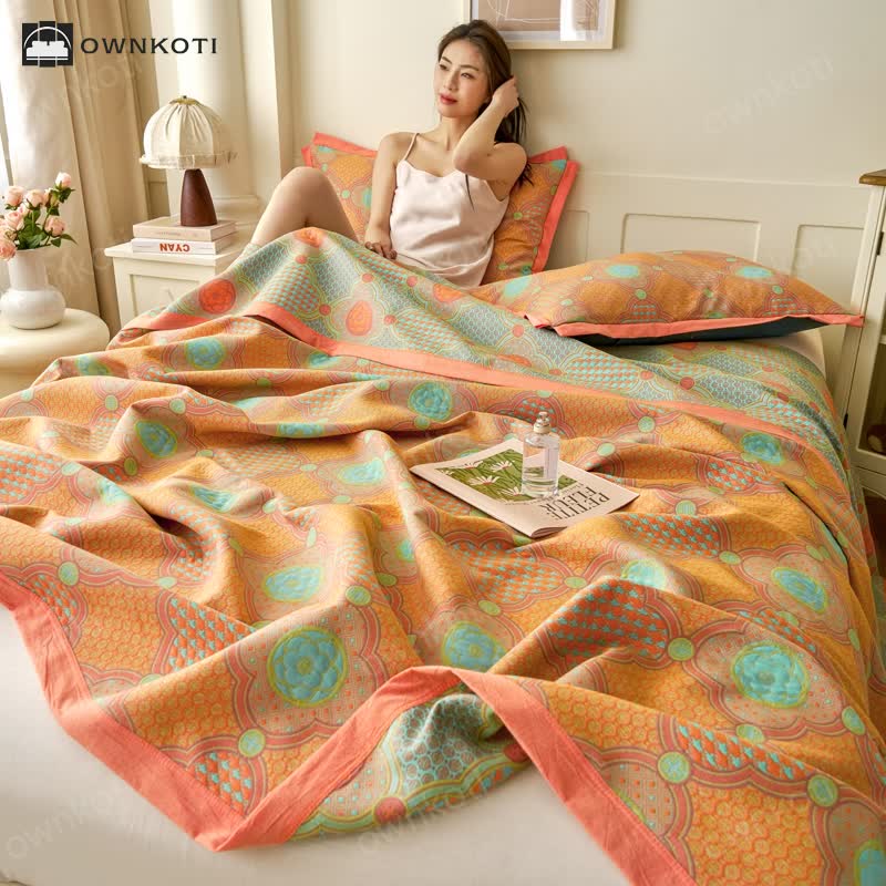 Reversible Vintage Cotton Gauze Jacquard Quilt