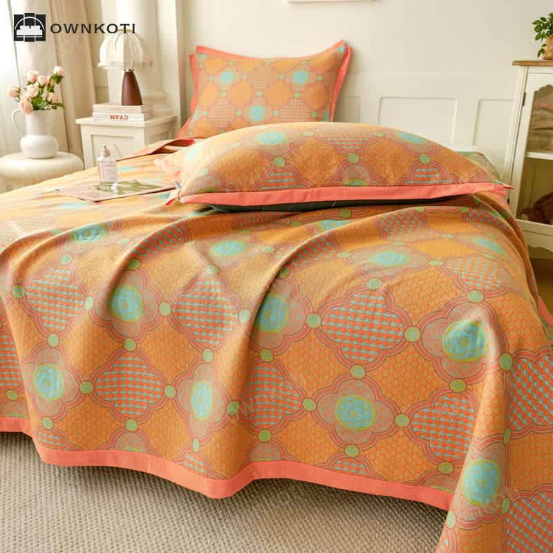 Reversible Vintage Cotton Gauze Jacquard Quilt