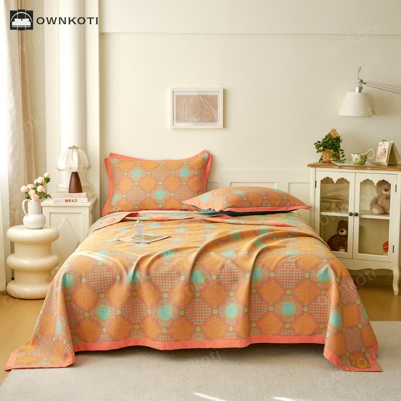 Reversible Vintage Cotton Gauze Jacquard Quilt