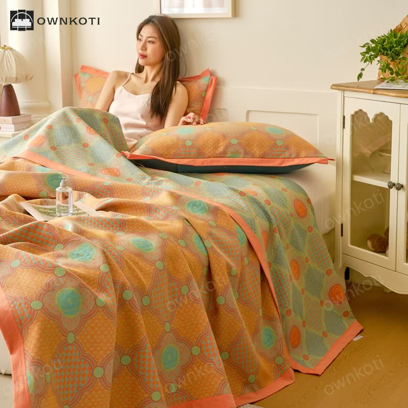 Reversible Vintage Cotton Gauze Jacquard Quilt