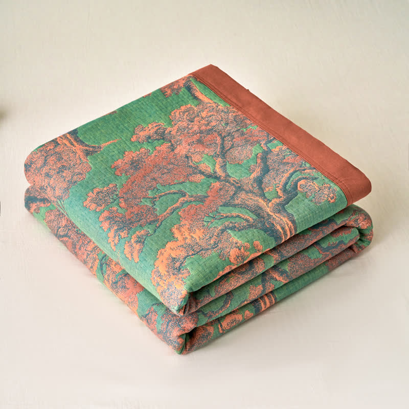 Yarn-dyed Forest Series Cotton Gauze Blanket