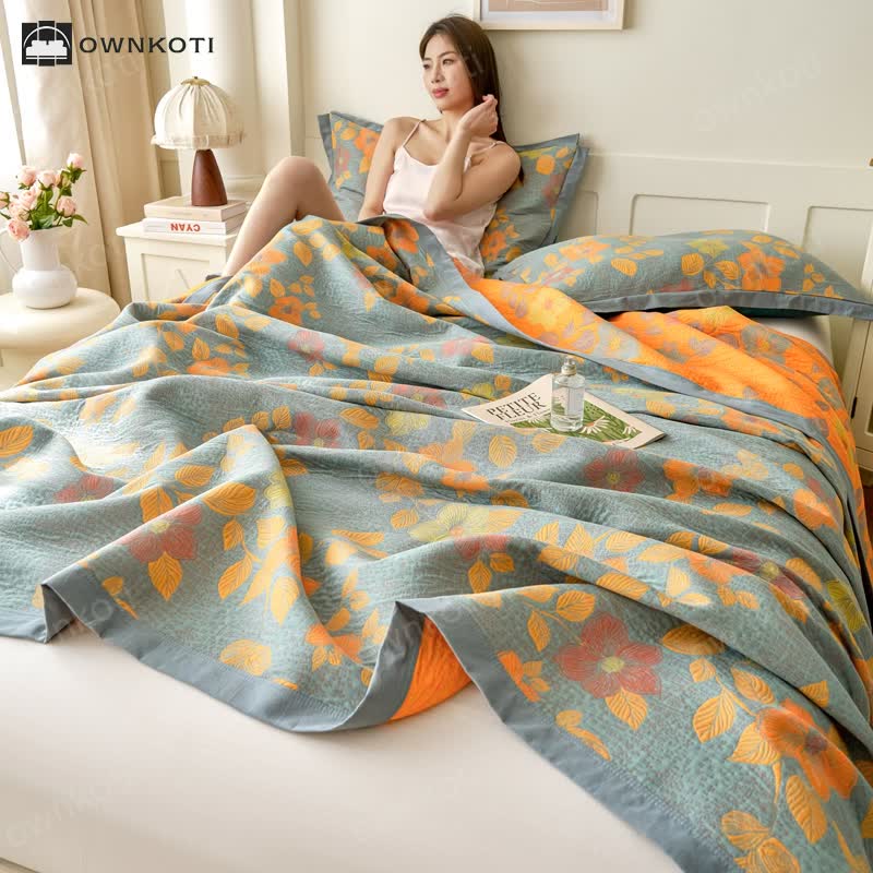 Yarn-dyed Refresh Floral Cotton Gauze Quilt