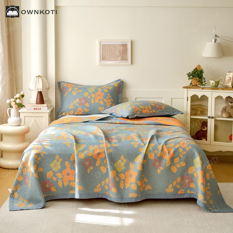 Yarn-dyed Refresh Floral Cotton Gauze Quilt