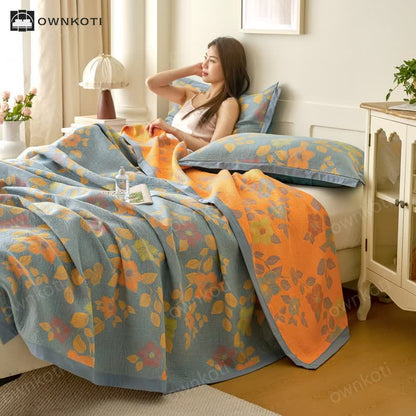 Yarn-dyed Refresh Floral Cotton Gauze Quilt