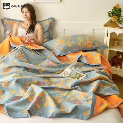 Yarn-dyed Refresh Floral Cotton Gauze Quilt