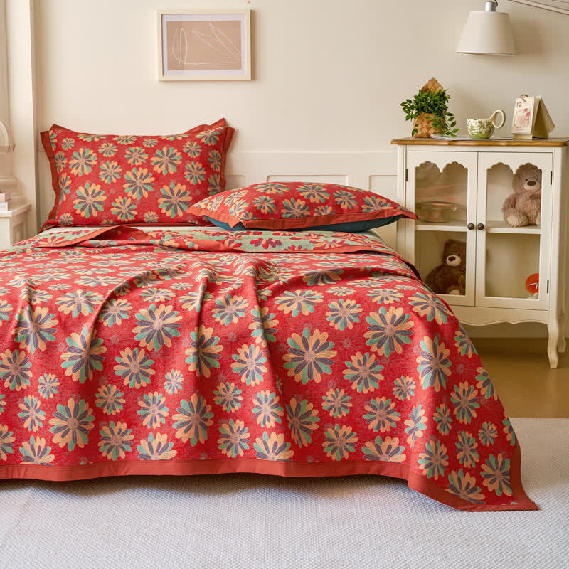 Colorful Daisy Cotton Gauze Jacquard Quilt