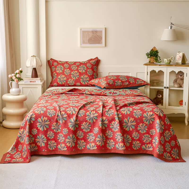 Colorful Daisy Cotton Gauze Jacquard Quilt