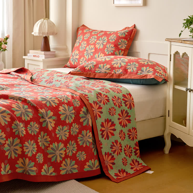 Colorful Daisy Cotton Gauze Jacquard Quilt