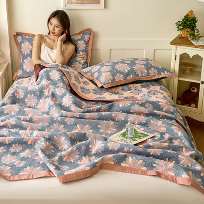 Colorful Daisy Cotton Gauze Jacquard Quilt