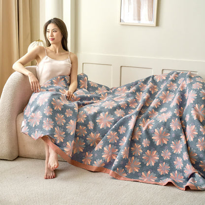 Colorful Daisy Cotton Gauze Jacquard Quilt