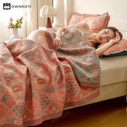 Double Layer Gauze Jacquard Bear Cotton Quilt