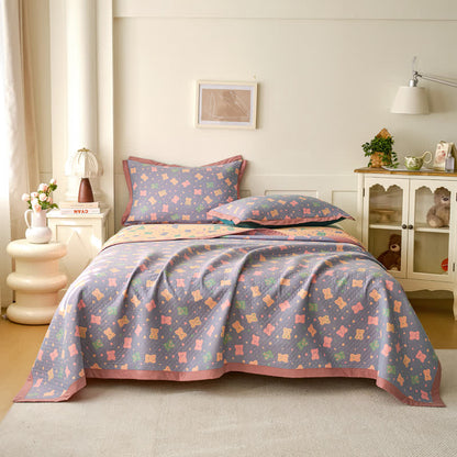 Jacquard Bear Cotton Gauze Reversible Quilt