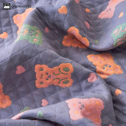 Jacquard Bear Cotton Gauze Reversible Quilt