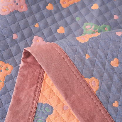 Jacquard Bear Cotton Gauze Reversible Blanket