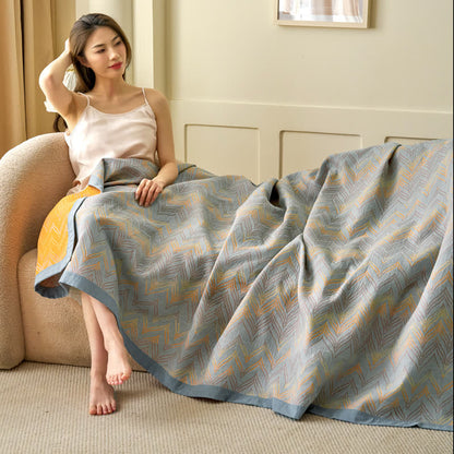 Chevron Pattern Cotton Gauze Jacquard Quilt