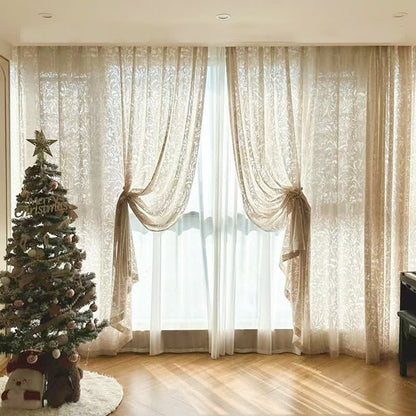 Branches Leaves Hollow Out Sheer Gauze Curtain