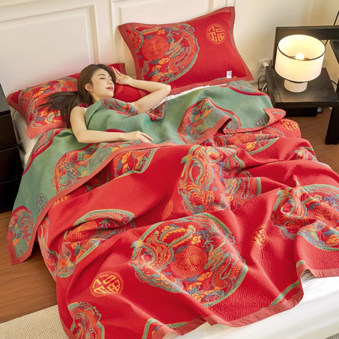 Vintage Three Layer Cotton Gauze Reversible Blanket