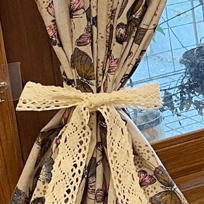 Rustic Butterfly Printed Cotton Linen Curtain