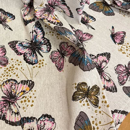 Rustic Butterfly Printed Cotton Linen Curtain