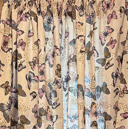 Rustic Butterfly Printed Cotton Linen Curtain