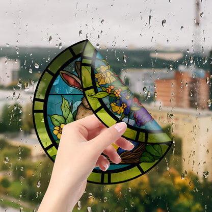 Removable Easter Bunny Stained Static Window Sticker