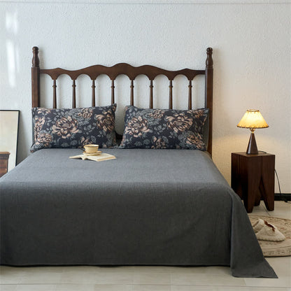 Retro Cotton Gauze Jacquard Floral Bedding Set(4PCS)
