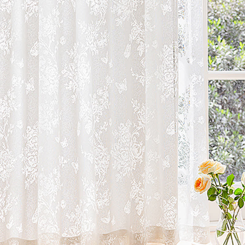 Hollow Flower Sheer Gauze Curtain