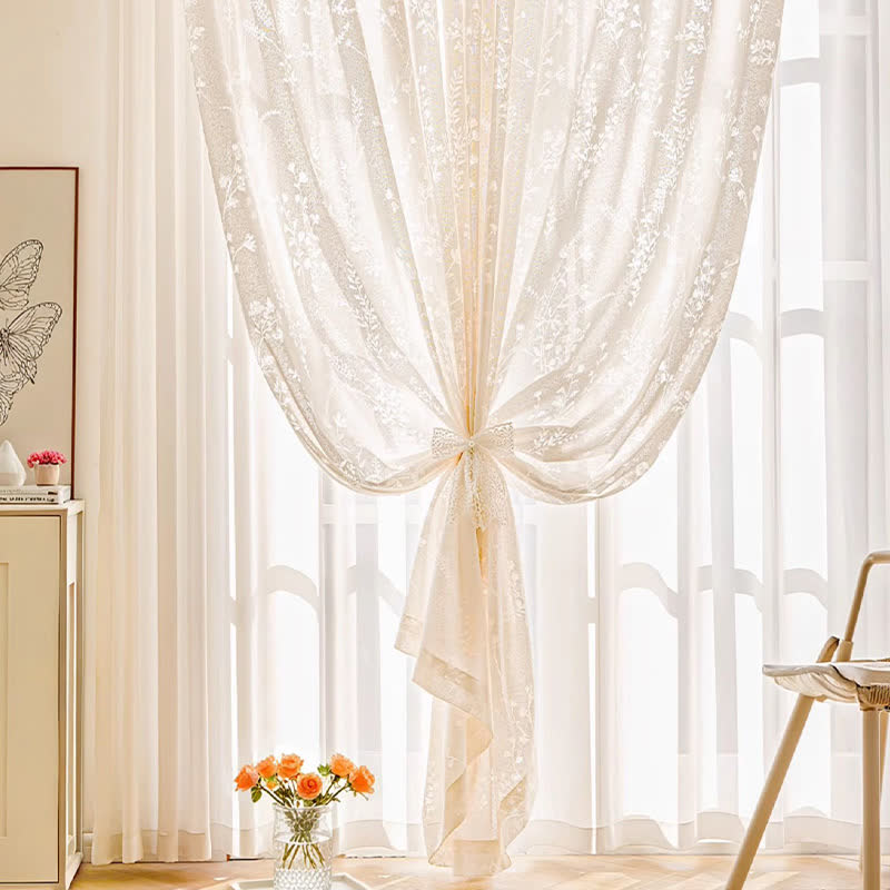 Hollow Flower Sheer Gauze Curtain