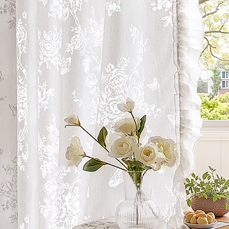 Hollow Flower Sheer Gauze Curtain