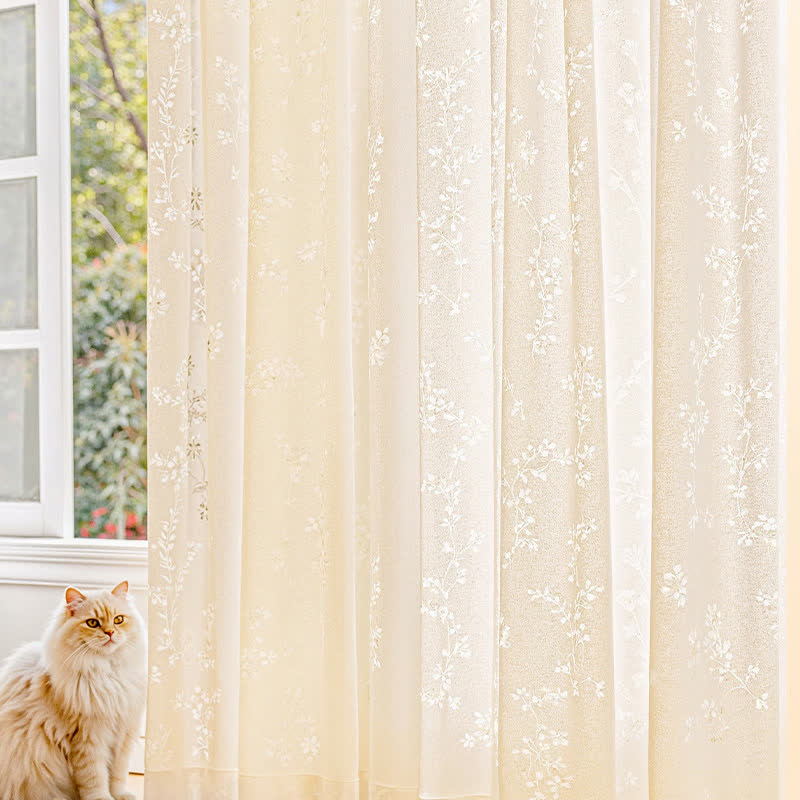 Hollow Flower Sheer Gauze Curtain