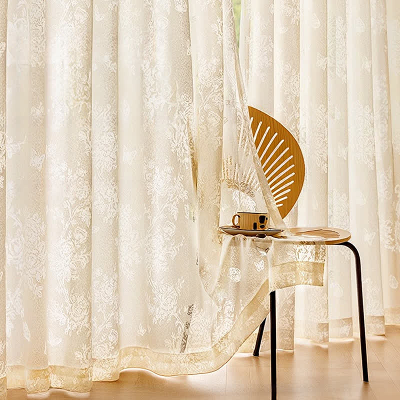 Hollow Flower Sheer Gauze Curtain