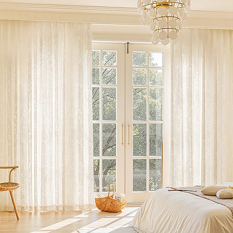 Hollow Flower Sheer Gauze Curtain