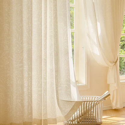 French Jacquard Floral Sheer Curtain