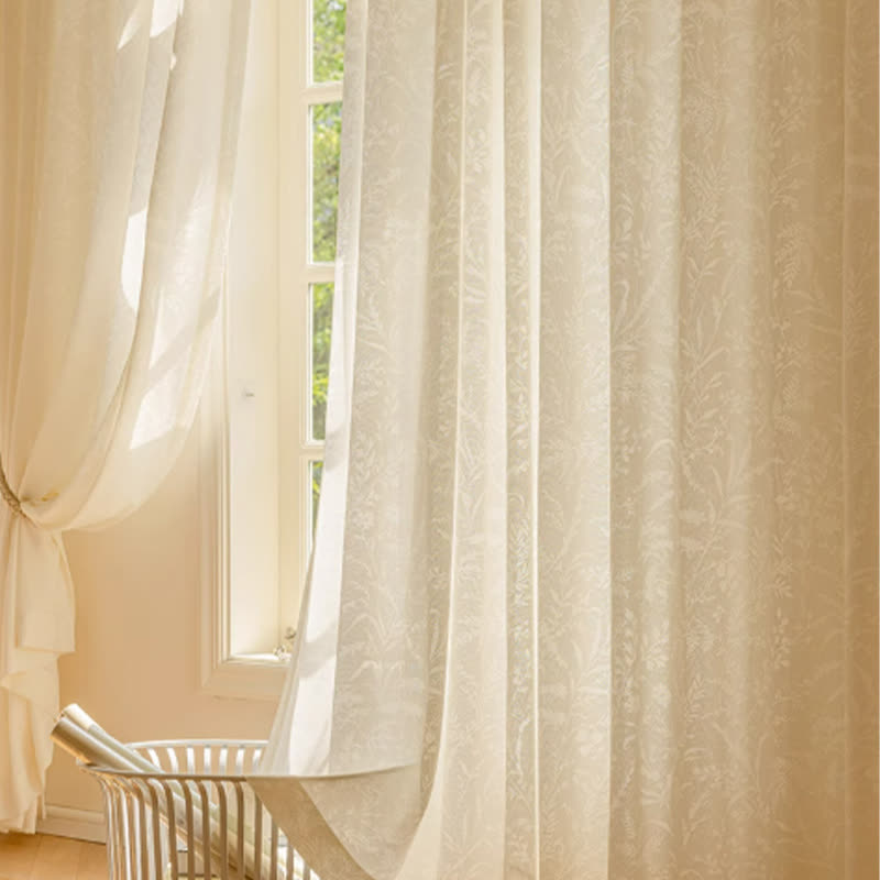 French Jacquard Floral Sheer Curtain