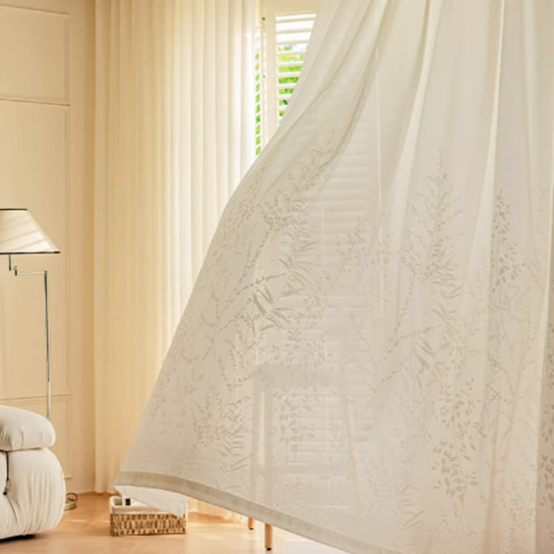 French Jacquard Floral Sheer Curtain
