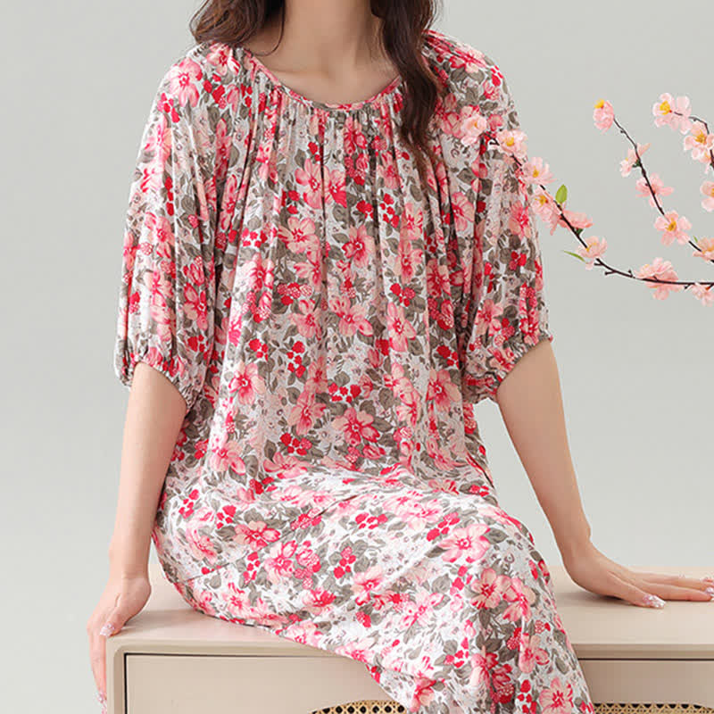 Plus Size Floral Botanical Loungewear Set