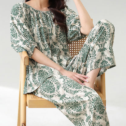 Plus Size Floral Botanical Loungewear Set